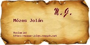 Mózes Jolán névjegykártya